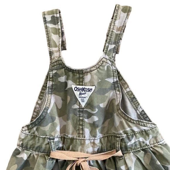 OshKosh B'gosh Khaki Green Camo Overall Jumper Dress 4T - Picture 4 of 9